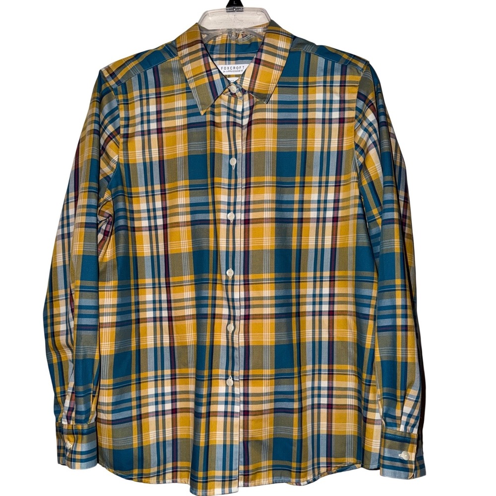 Foxcroft for Appleseed Plaid Button Down Shirt Size 12 Wrinkle Free